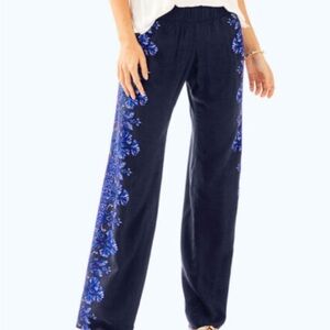 NWT Lilly Pulitzer Lilly Navy Blue Bar Harbor Palazzo Pants XL